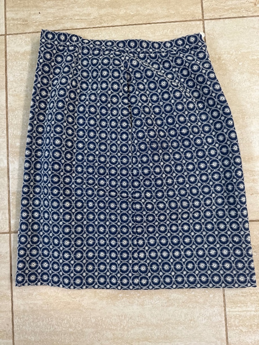 Brooks Brothers Embroidered Navy & White Pencil Skirt